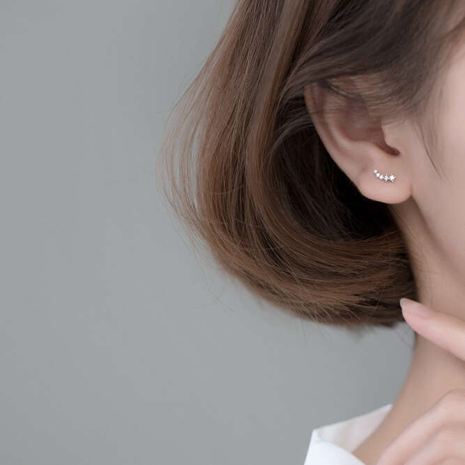 Fashion Simple Meteor Row Dia Shiny Ins Niche Design Versatile Fresh High-end Light Earrings