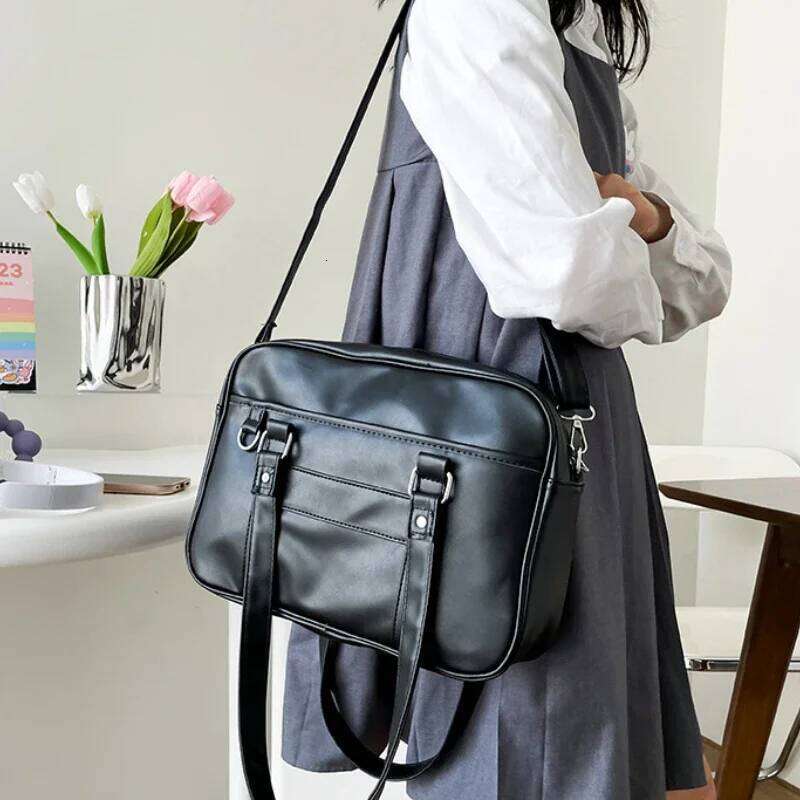 Japanese Preppy Style Shoulder Women PU Leather JK Uniform Bag Girls Handbags Pure Color Crossbody Bags Itabag Tote Bolso