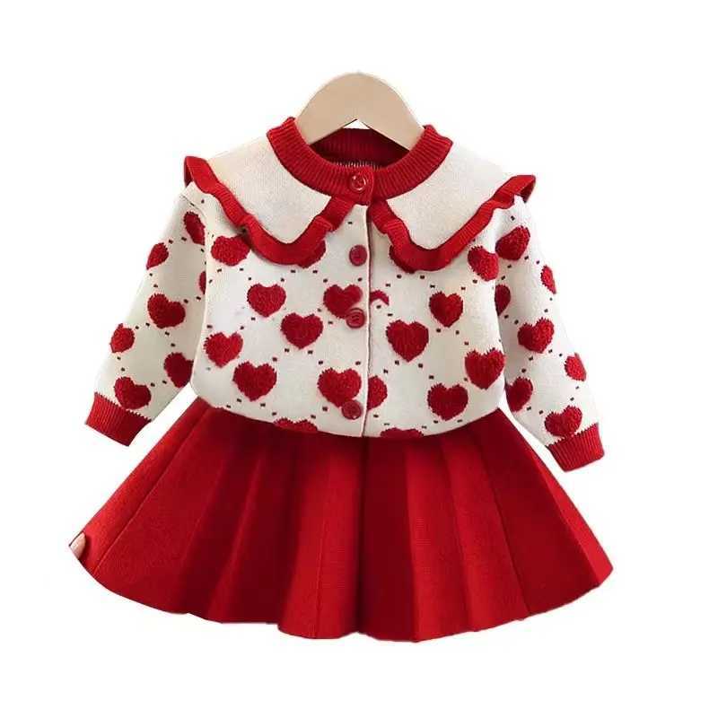 Girls Baby Sweater Set Spring and Autumn Outwear Dress Childrens Thickened Knitted Top Versatile Princess Dress L250926MELX