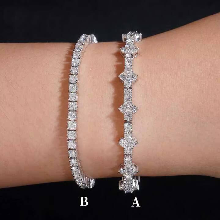 New Arrival Fashion Femme Design 925 Sterling Silver Vvs Moissanite Diamond Iced Out Hip Hop Hawaiian Bracelet Jewelry
