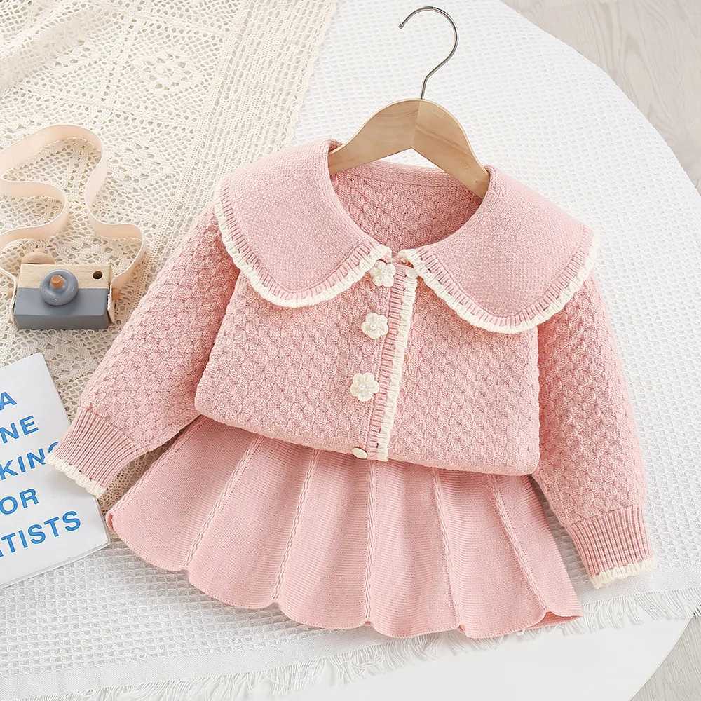 Girls Dress Clothes Sets Spring Autumn Children Woolen Jersey Sweaters Coats Skirts Kid Princess Suit For Baby Knitted Outfits 6 L250926SQ6D