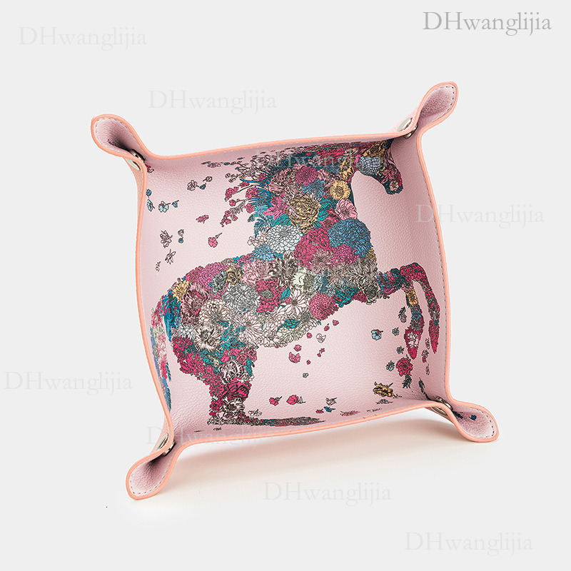 DH Luggage Accessories Live New Style Colorful Horse Print Cultural Play Bracelet Necklace Storage Box Leather Plate