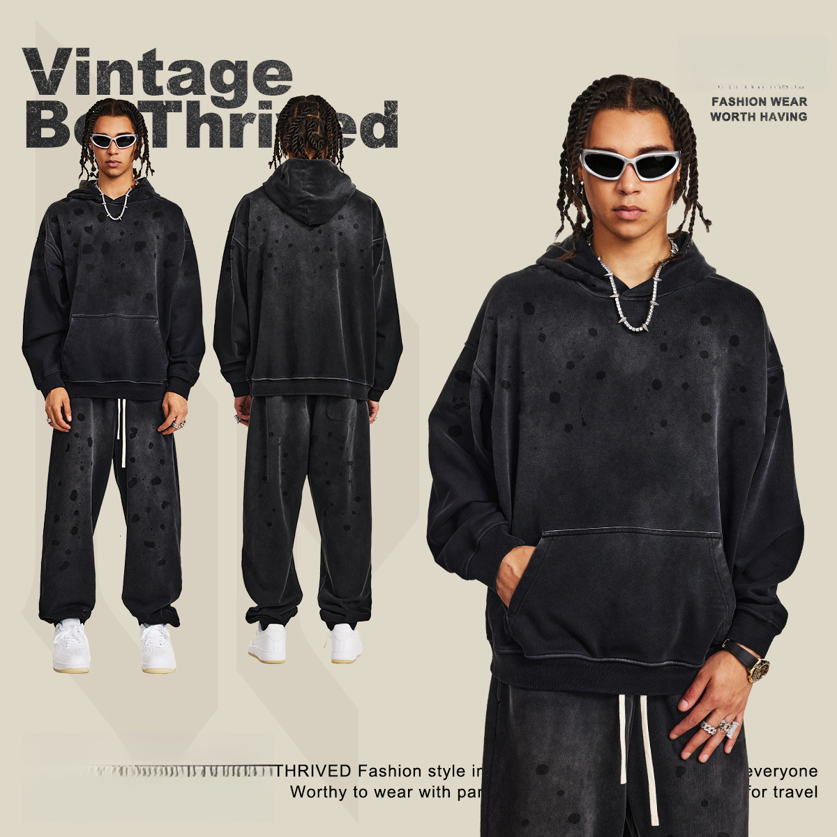 Designer Clothing Luxury Hoodie BE Men's Clothing 2025 Autumn Craft Hooded Sweatshirt Loose European Size Cross-border High Street Men's Ret