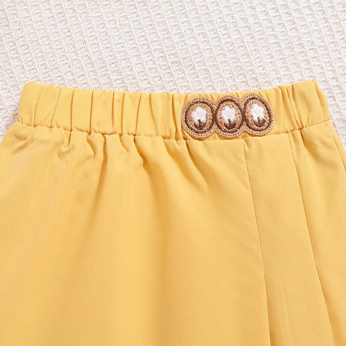 Kids Clothes Set 47 Years Spring Autumn Girls Short Yellow Suit Jacket Skirt Elegant Fashion Children Baby Formal Clothes Set L25092635VU