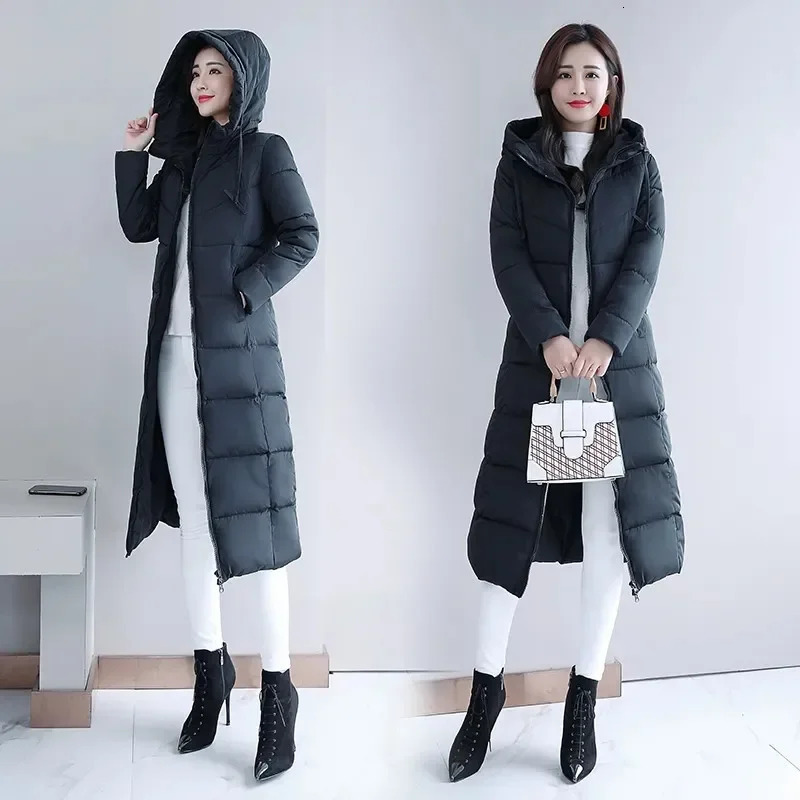 Long Straight Winter Coat Women Casual Down Jackets Slim Remove Hooded Parka Oversize Fashion Outwear Plus Size 5XL WT 1 Kg 250917