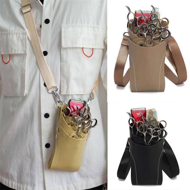 Designer Bags 1Pc PU Leather Hairdressing Scissors Holster Pouch With Clips Comb - Hair Scissor Waist Belt Bag For Salon Barbers 3 Colors Hot Selling
