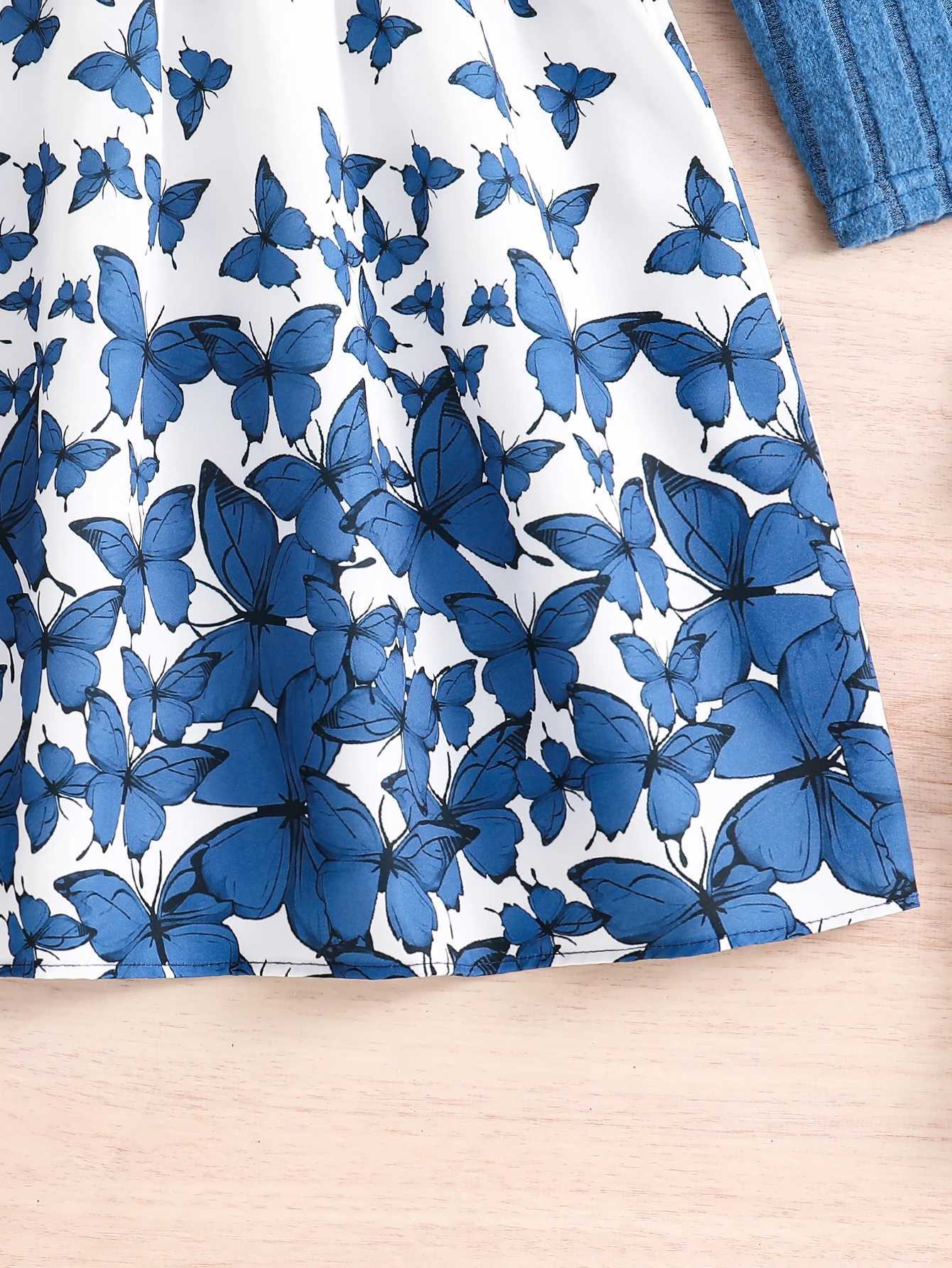 Autumn and Winter New Girls Casual Dress Solid Color Double Matching Printed Dress 812Y L250926TXPZ