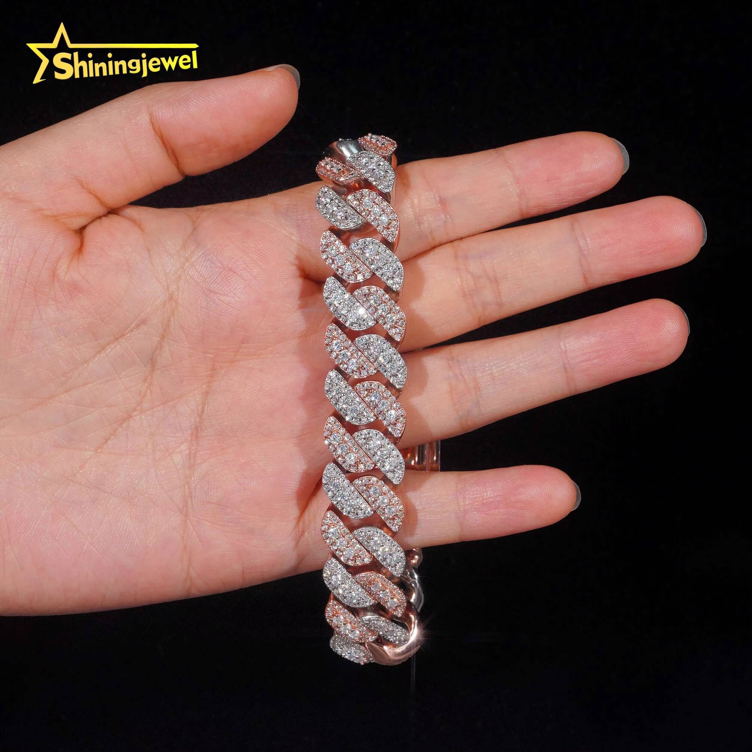 Two Tones 15mm Moissanite Cuban Bracelet Shines Like Diamond 925 Silver Affordable Luxury Bigger Sparkle Lower Price