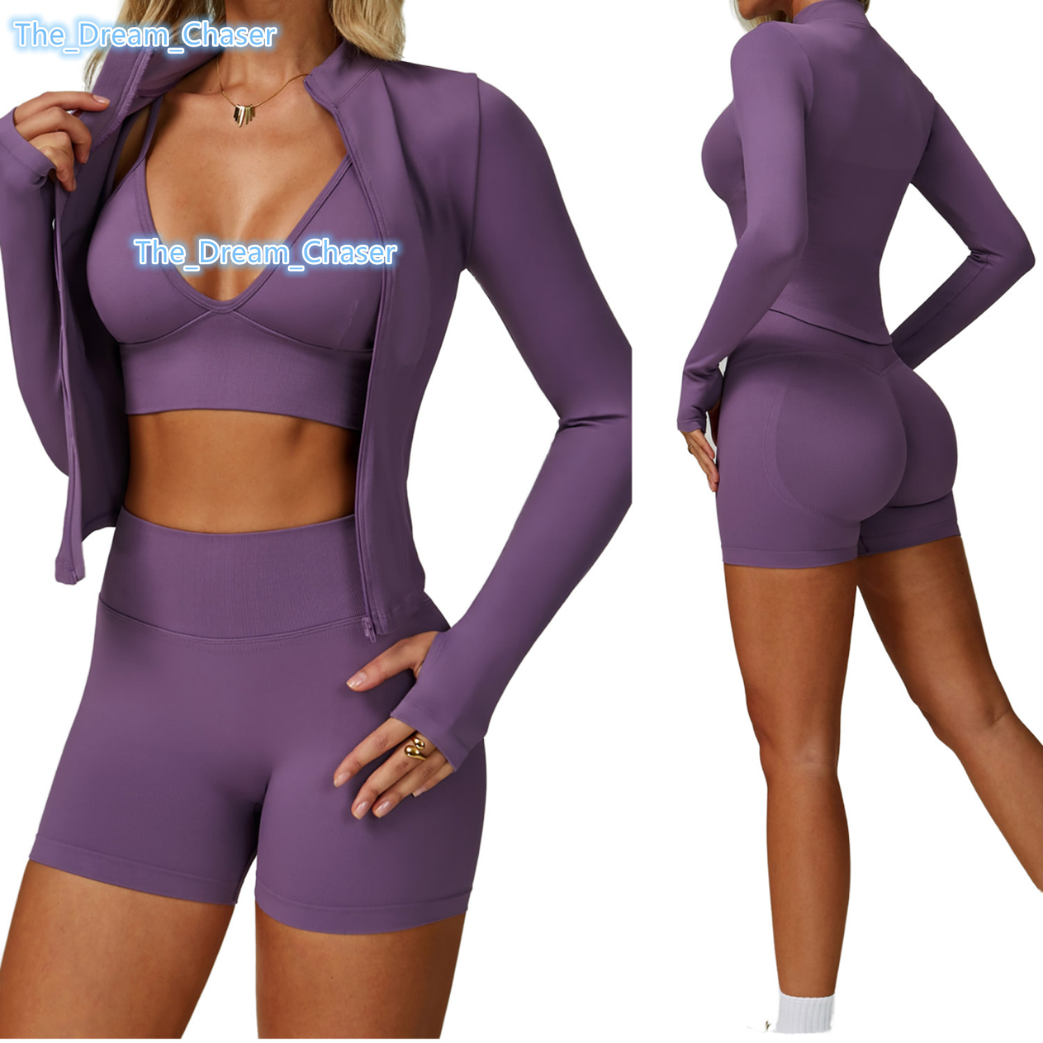 Wholesale Autumn Outdoor Gym Bra Plus Size Leggings Running Jacket High Waist Yoga Shorts Women Workout Sets Seamless Yoga Set