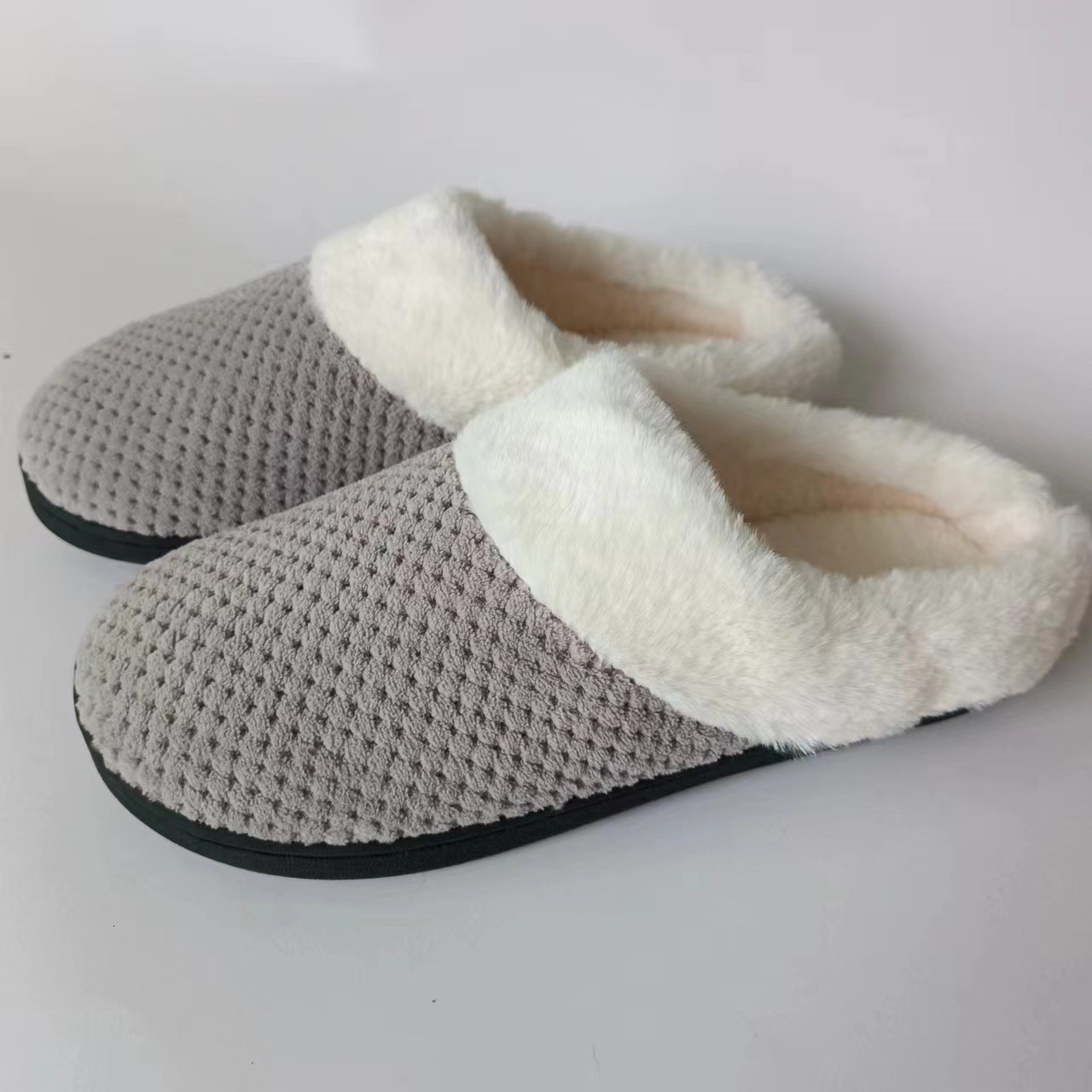 Pineapple Grid Coral Fleece Memory Foam Slippers ddmymarket