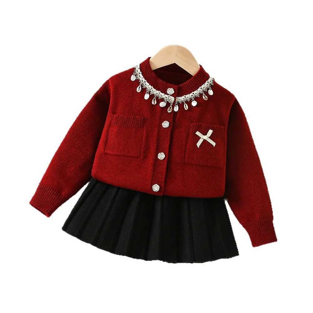 Girls Dress Clothes Sets Spring Autumn Children Woolen jersey Sweaters Coats Skirts Kids Princess Suit For Baby Knitted Outfits L250926D9SA