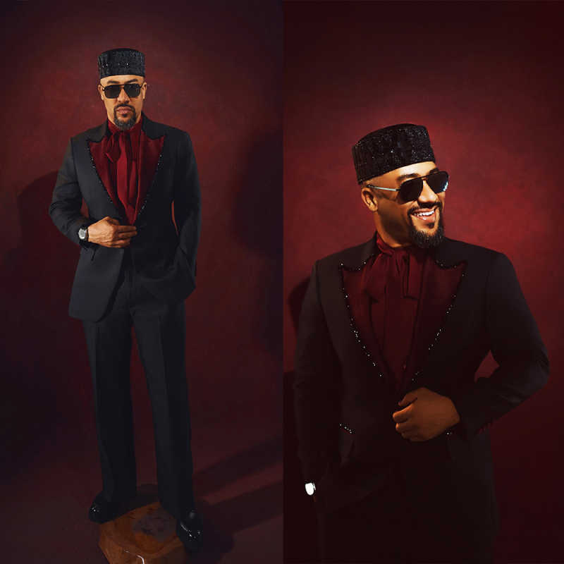 Fashion Wedding Tuxedos Beaded 2 Piece Set Jacket Pants Men Suit Peaked Lapel One Button Grooms Evening Blazers Customized