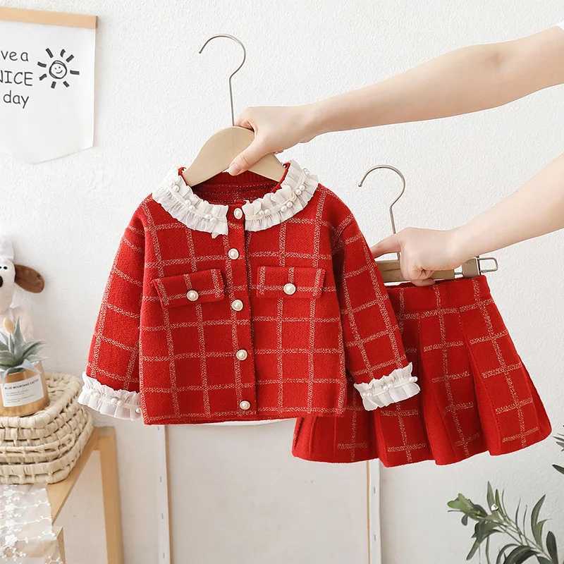 Girls Knitted Dresses Spring Autumn Children Woolen Jersey Sweaters Tops Skirts Princess Suit For Baby Party Outfits Kids 4 5Y L250926LSSA