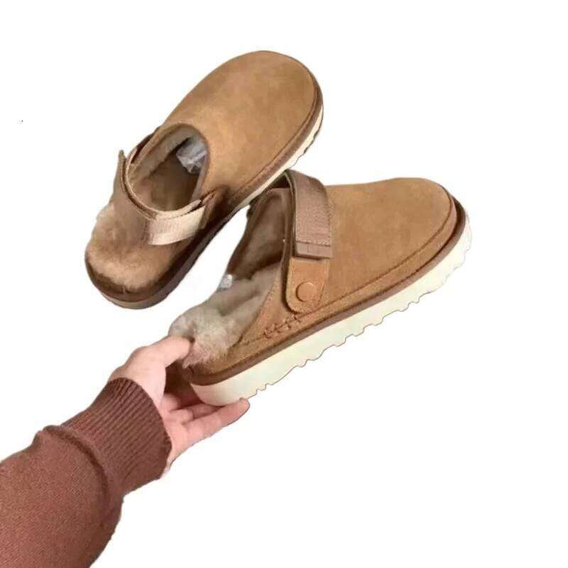 Designer Snow Platform Boots Winter New Cashmere Warm Thick Soles Without Heel-covered Hair Half Slipper Cotton Shoes for Women