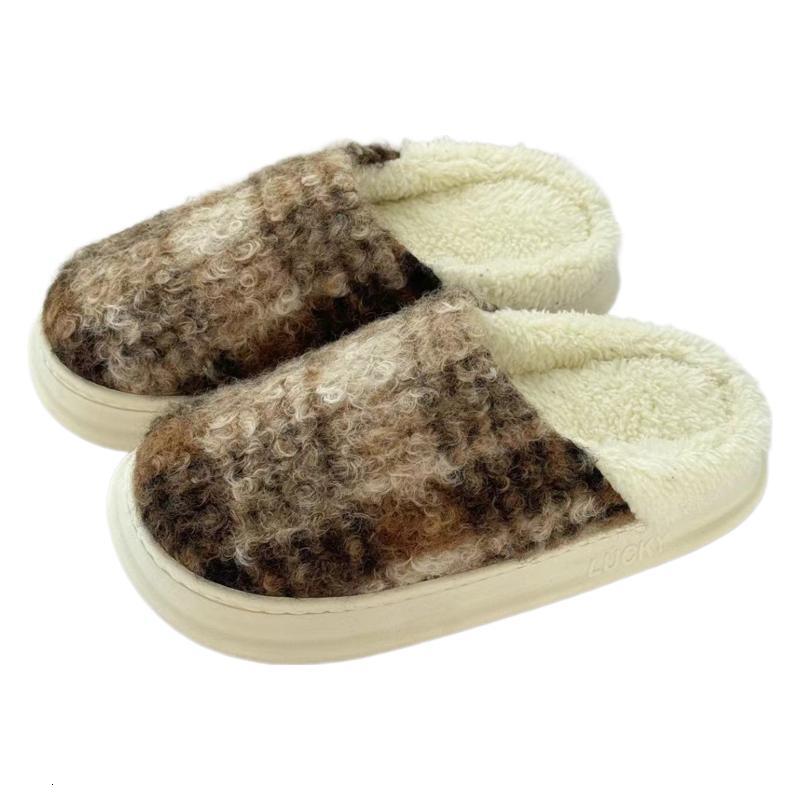 Checkered Thick-Soled Winter Foot Warmer Warm Cotton for Men and Women Smart Cold-Proof Shoes ddmymarket