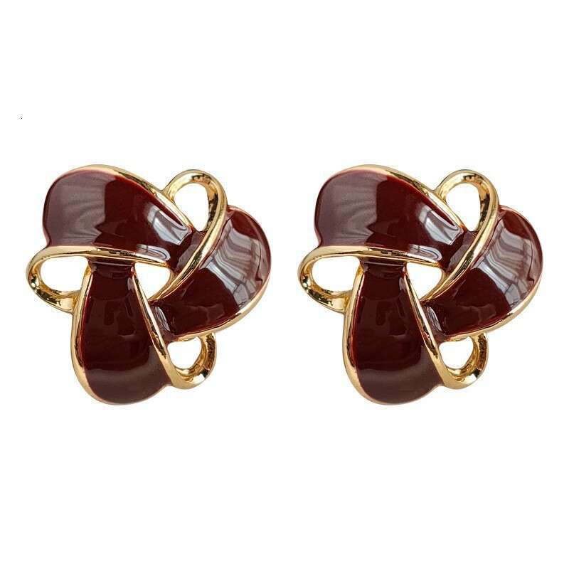 Anchor Red Oil Drop Earrings French Light Niche Simple Clips Versatile High-end Feel Whitening Ear Accessories