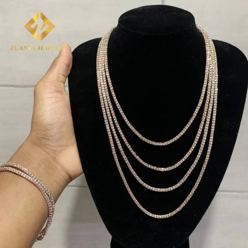 Fine Jewelry 925 Sterling Silver Men Hip Hop Necklace Gold Plated 4MM Two Tone Link Chain Necklace Franco Rope Chain
