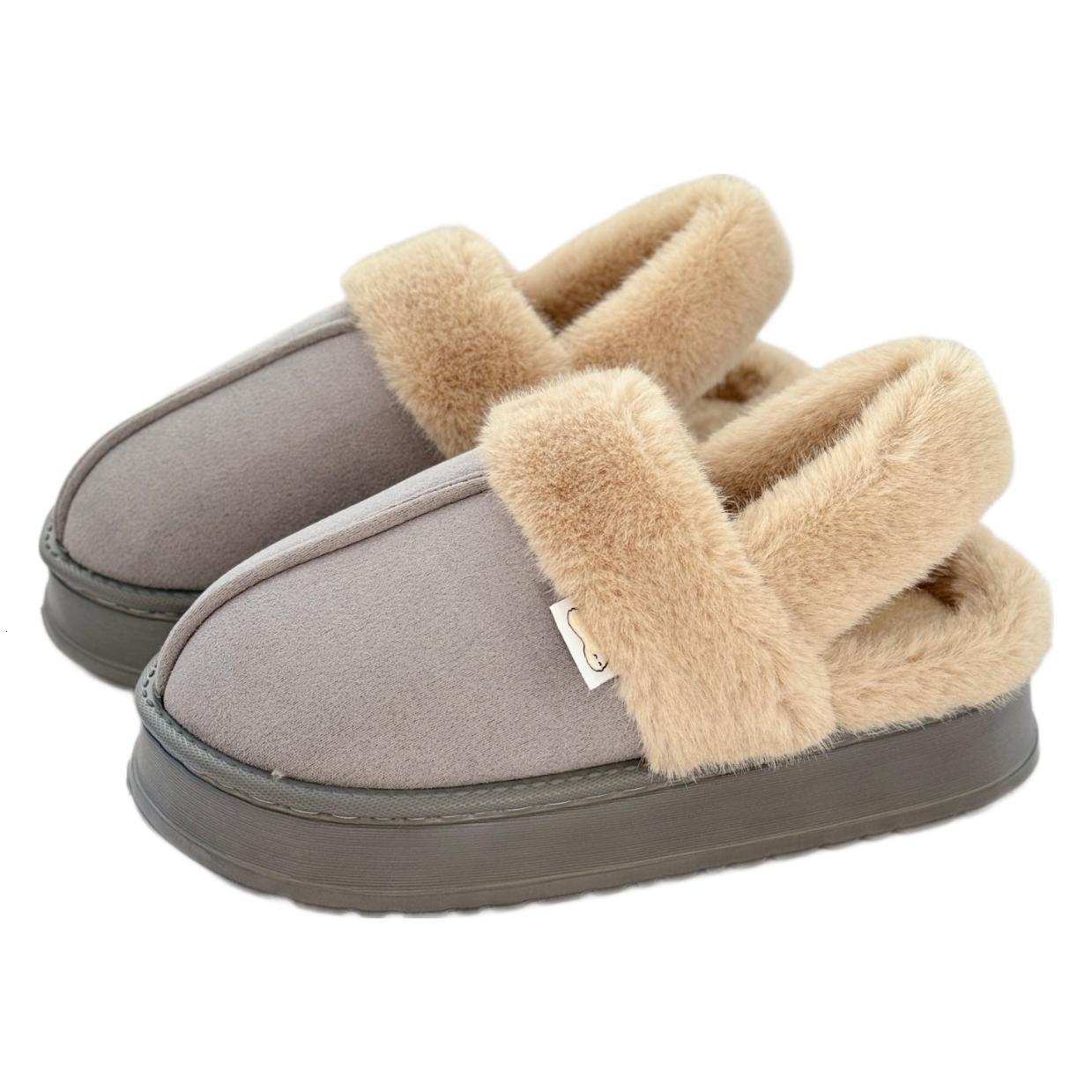 Winter New Style Back Strap Plush Cotton for Women, Warm Home Slippers with Thick Sole and Non-Slip Design ddmymarket