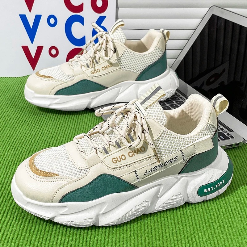 Men's Shoes 2025 New Spring Breathable Mesh Surface All-in-one Casual Men's Non-slip Increase Running Sports Shoes Elevated Design Sport Sho