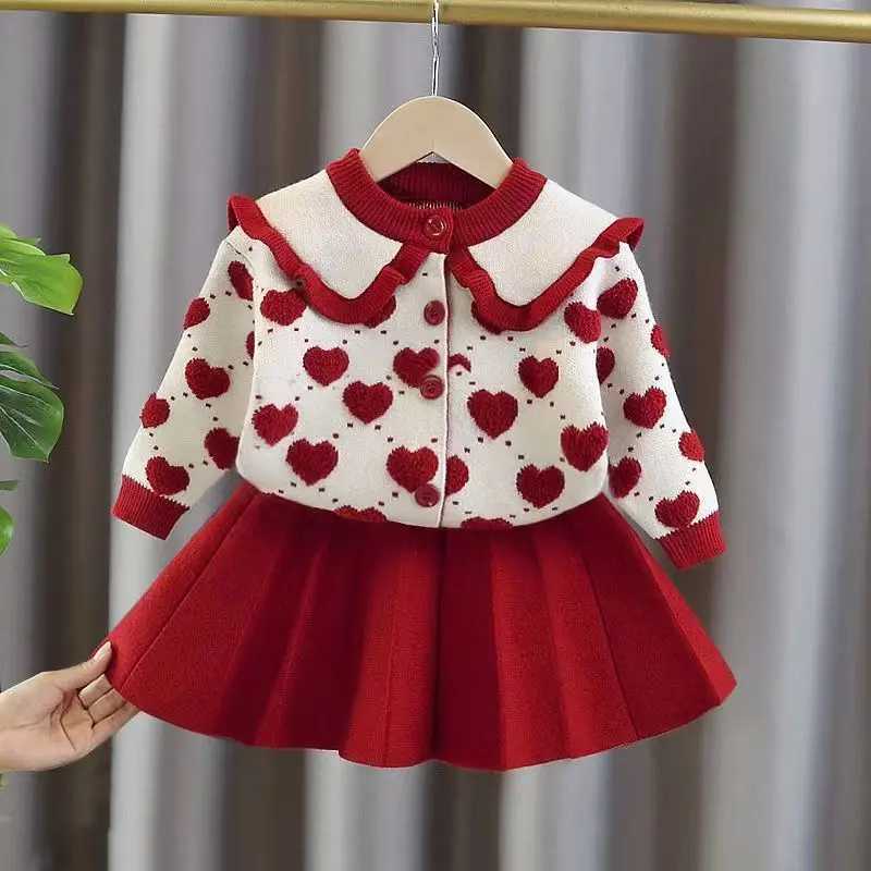 Girls Baby Sweater Set Spring and Autumn Outwear Dress Childrens Thickened Knitted Top Versatile Princess Dress L250926MELX