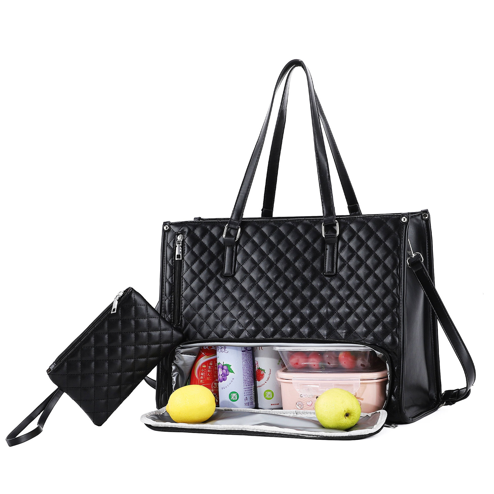 2025 Designer Lunch Bag Black Quilted Handheld Shoulder Width New Handbag