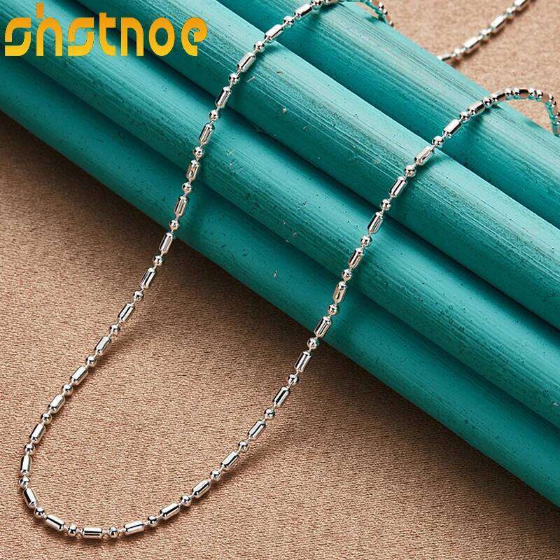 SHSTONE Sterling Sier 16-30 Inch Bamboo Beads Chain Necklace For Women Man Engagement Wedding Fashion Charm Jewelry