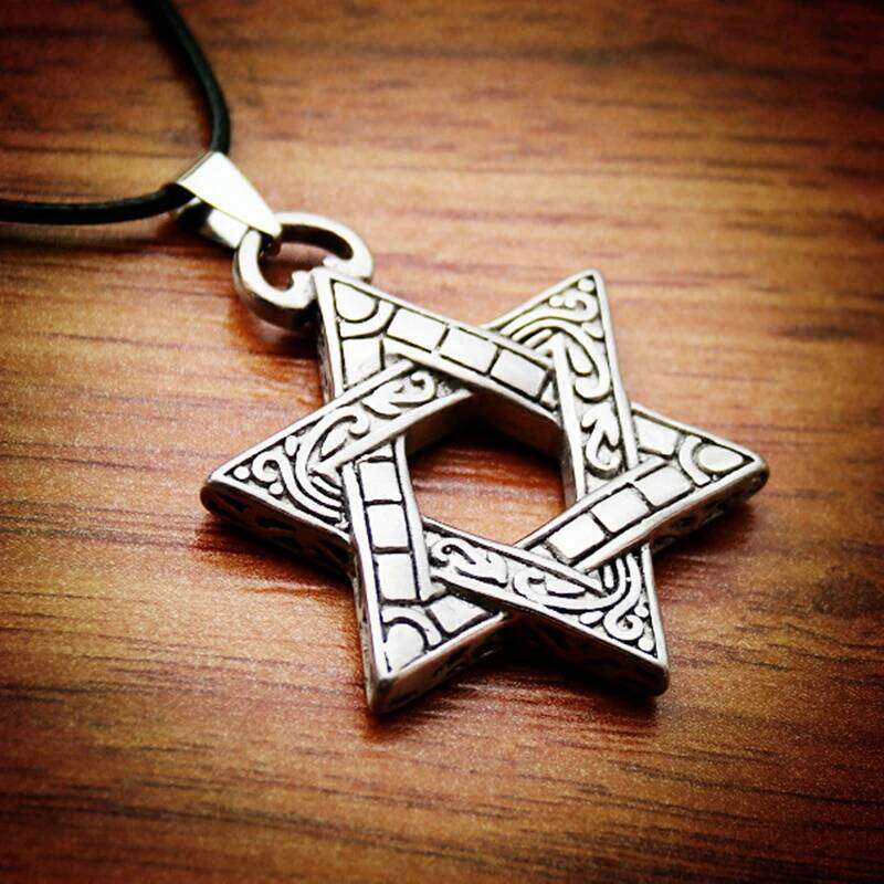 Hexagram Star Pendant Necklace For Women Men Retro Rune Hip Hop Punk Style Stainless Steel Chain Simple Neck Jewelry Male Gifts