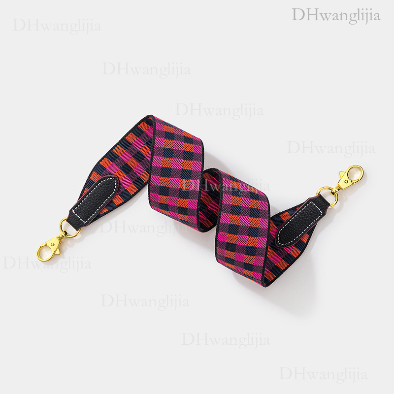DH Luggage Accessories DH Luggage Accessories Checkered Jacquard Wide Kelly Evelyn Bag Single Shoulder Crossbody Strap Style