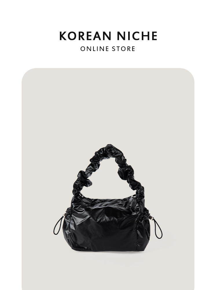 Korean-Style Niche Design Silk-Like Drawstring Pleated Crossbody For Women Fashionable And Versatile Shoulder & Armpit Bag