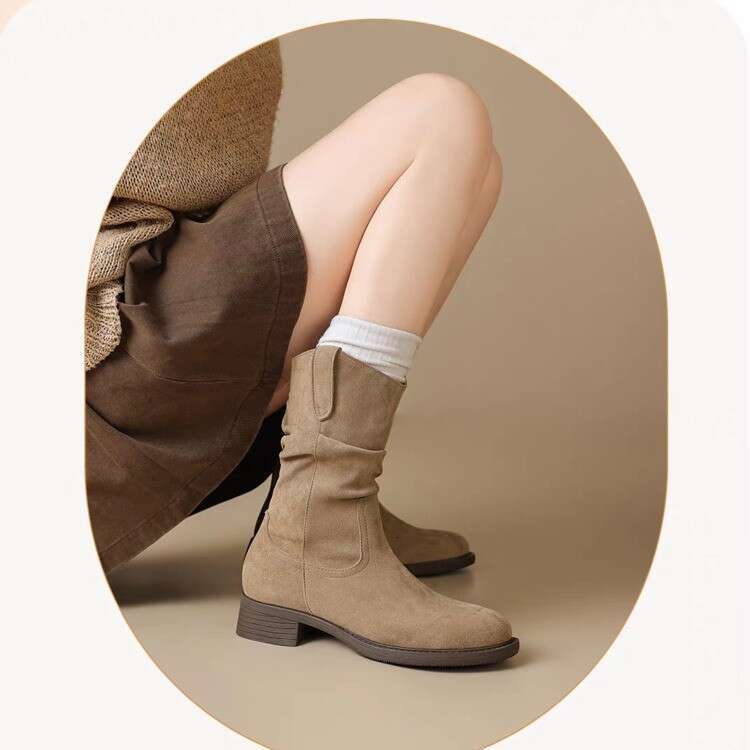 2025 New Melad Western Cowboy Short for Women Spring and Autumn Mid-Calf Martin Boots 01 e1