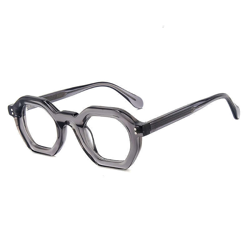 Acetate Eyeglass Frame Fashion Trendy Unisex Irregular Thick Non-Prescription Personality Artistic Rivet