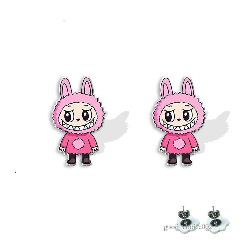Lanjia- LABUBU Acrylic Labubu Cute Animation Peripheral Stainless Steel Cartoon Creative Resin Stud Earrings 6Ee77 B9