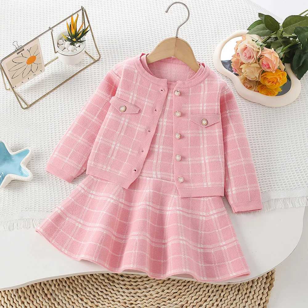 Girls Dresses Spring Autumn Children Woolen Jersey Sweaters Coats Vest Dress 2pcs Princess Suit For Baby Clothes Kids Outfits 6Y L250926AC4K