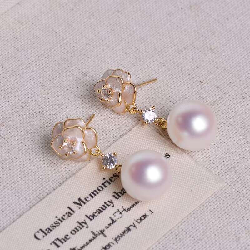 Light French Camellia Mermaid Princess Pearl Super Fairy Temperament Socialite Design Exquisite Fashion Earrings