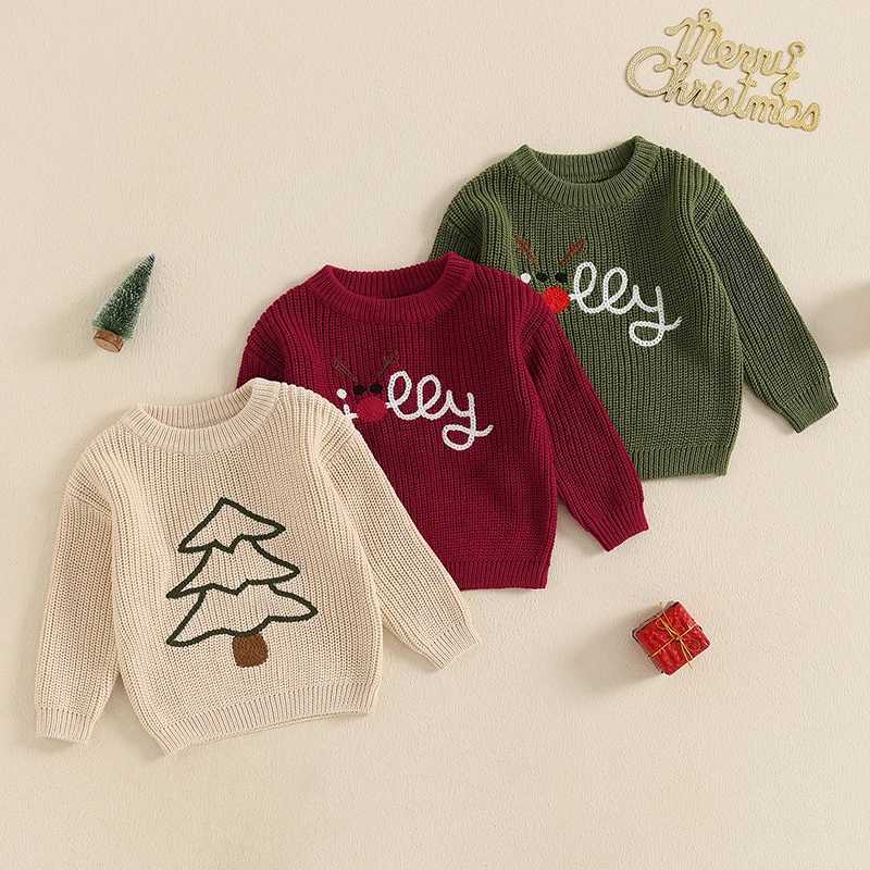Newborn Baby Boys Girls Christmas Sweaters Long Sleeve Crewneck Reindeer Letter Embroidery Warm Pullover Knitwear Jumpers Tops L250926IG58