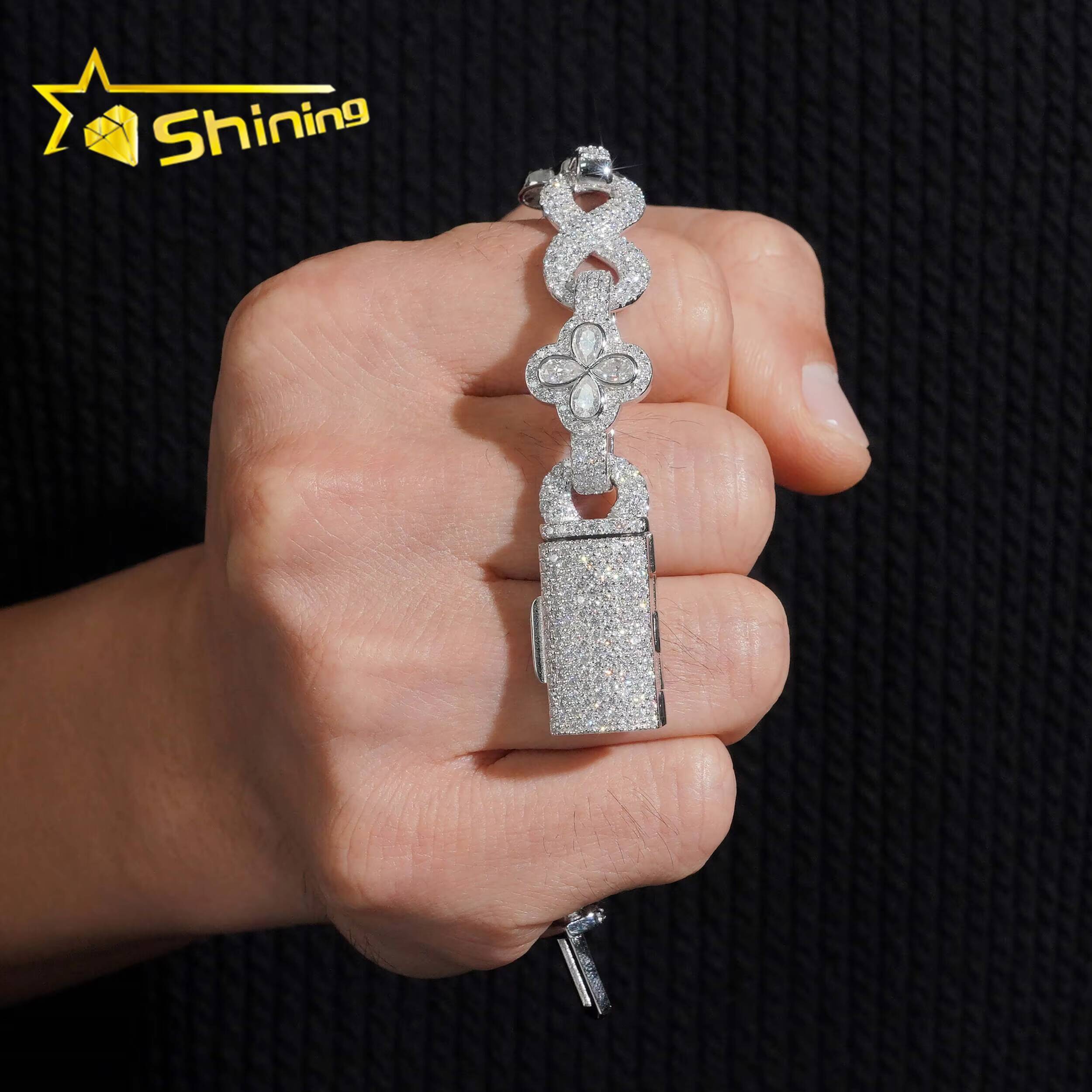 Pass Diamond Tester Hip Hop Jewelry Bling GRA Certified 925 Silver Infinity VVS Moissanite Bracelet