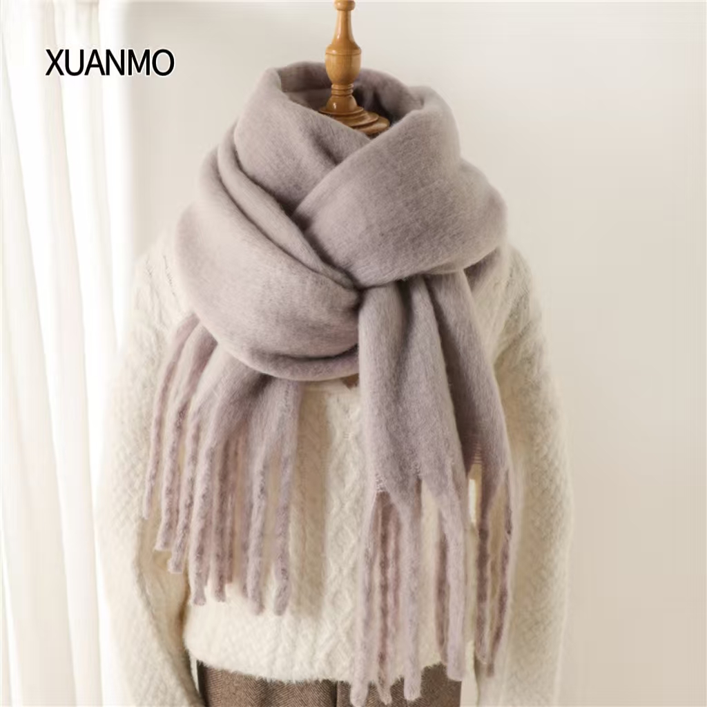 K1976 Hot Recommendation Winter Korean Style Solid Color Thickened Scarf Women Wool Faux Cashmere Shawl High Cost Performance