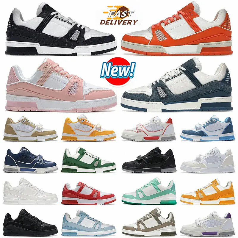 Designer Virgils Trainer sneakers Casual Shoes embossed platform black white-red yellow denim canvas leather men women sneakers outdoor sports shoes