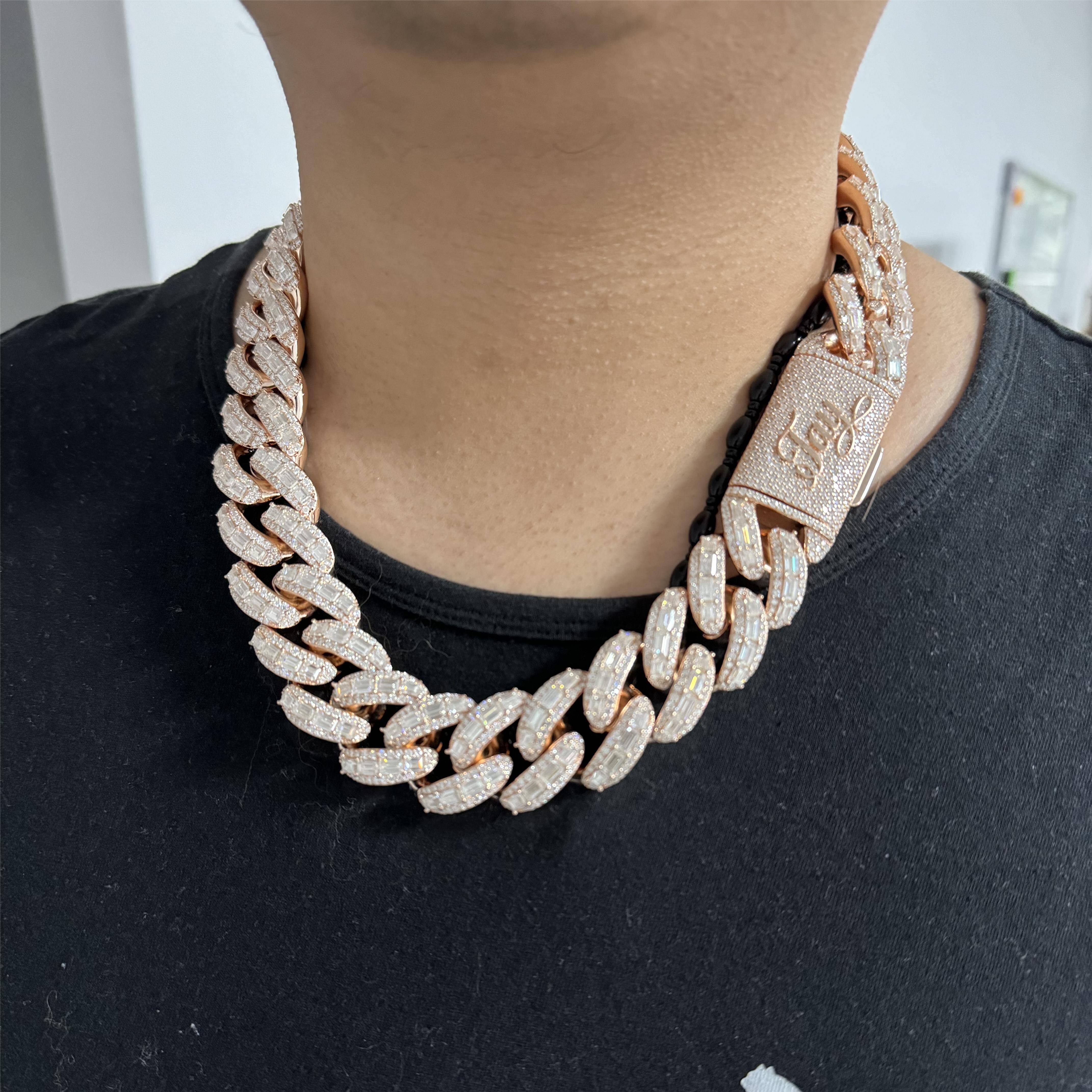 Hiphop Miami Cuban Link Chain 925 Sterling SIlver 20mm 25mm Iced Out Hiphop Moissanite Cuban Chain