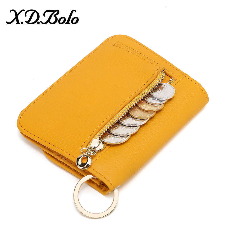 XDBOLO Short Simple Wallet Women's Holder Ins Cowhide Japanese Cute Card Clip Korean Version Mini Coin Purse B5