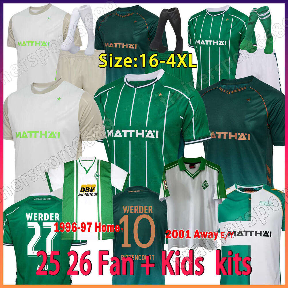 4XL 25 26 Werder Bremen Soccer Jerseys MARVIN DUCCH 2025 2026 Fans home away third Jerseys LEONARDO BITTENCOURT GREEN MEN Men Kids kits Football Shirts 96 97 2001 Retro