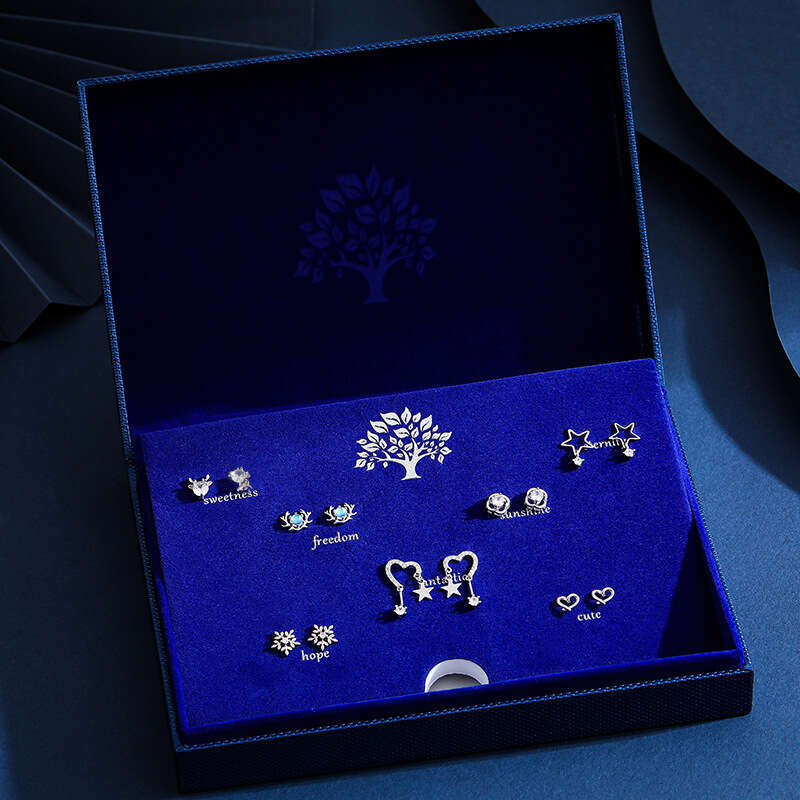 S Sier Needle One Week Earring Set Elegant Commuting Heart Stud Earrings Valentine's Day Gift for Wife Girlfriend Birthday Present