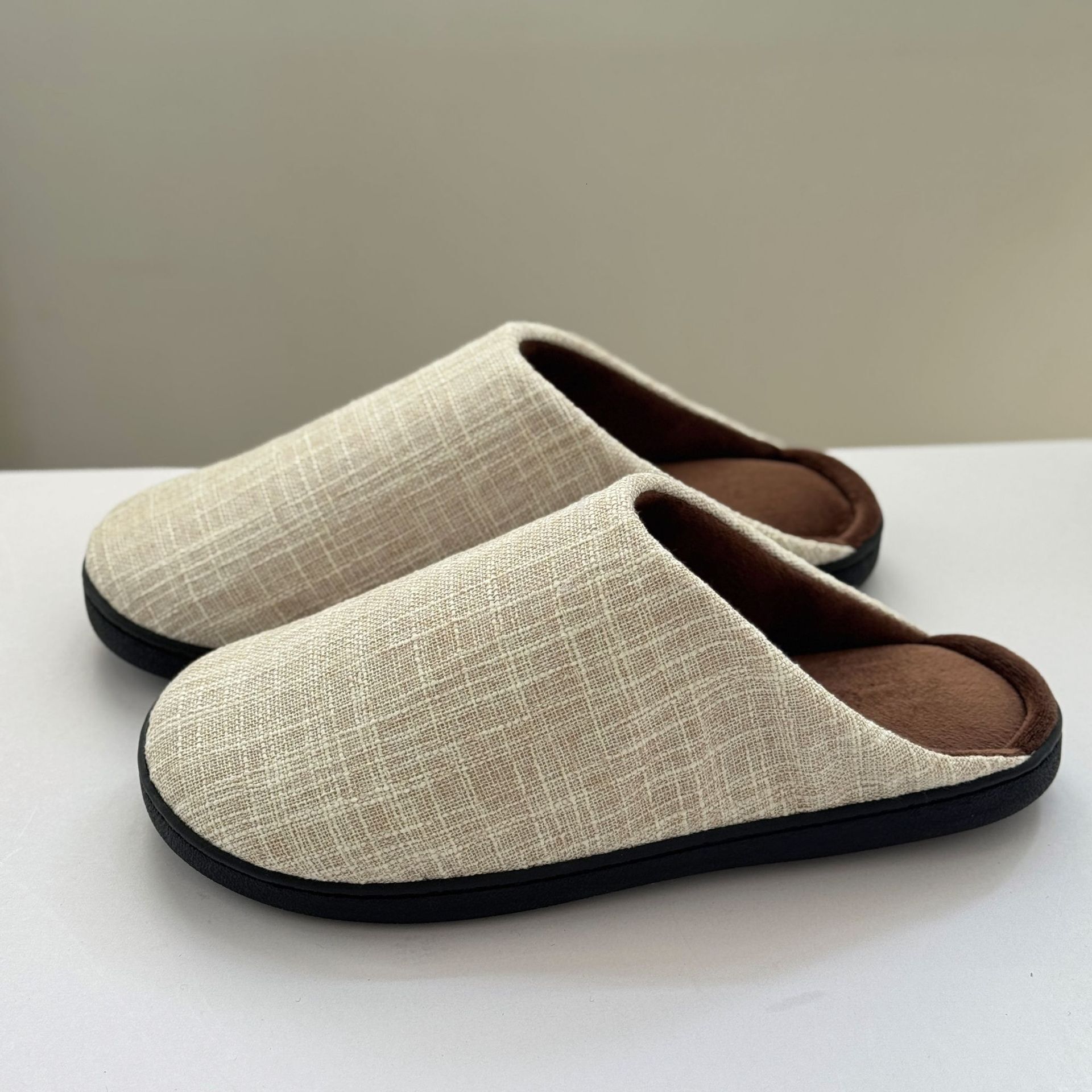 Unisex Closed-Back Postpartum Shoes Solid Color Cotton Linen Thin Soft Sole Home Suede Slippers for Wooden Floor Carpet ddmymarket