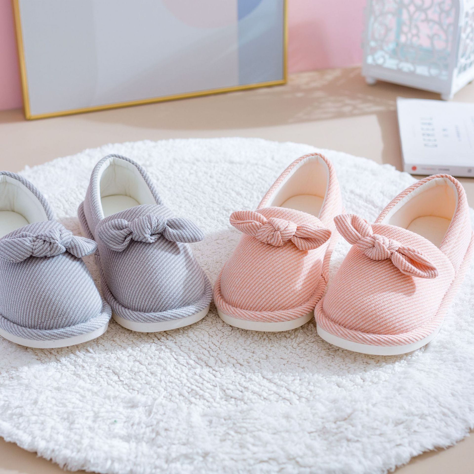 2021 Four Seasons All-Cotton Knitted Maternity Slippers for Postpartum Women with Heel Cover ddmymarket