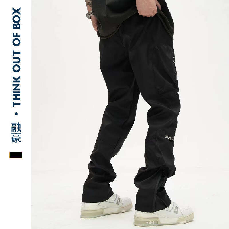 American Multi-Pocket Cargo Unisex Loose Straight High Street Trendy Brand Ins Functional Style Casual Long Pants B5