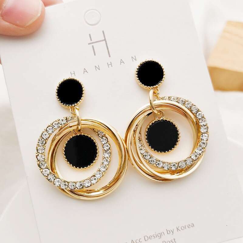 2025 New Trendy Korean Style Ins Personality Stud Long Circle Drop Earrings
