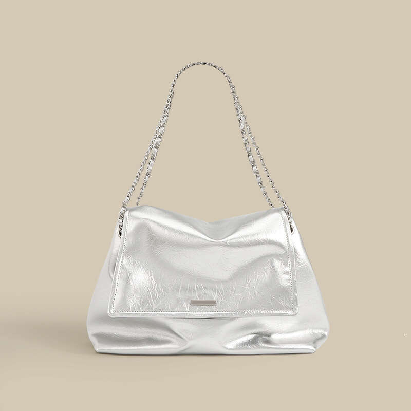 designer bag Luxury bag Genuine Leather Women's Silver High-End Chain New Large Capacity Shoulder Tote Versatile Crossbody Bag for Women