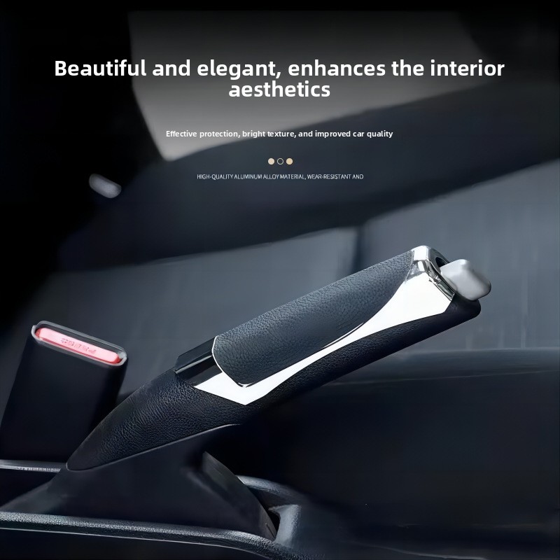Car Handbrake Cover, Adhesive Handbrake Decorative & Protective Cap with Leather Texture - Stylish Auto Interior Decoration Accessory-NO23