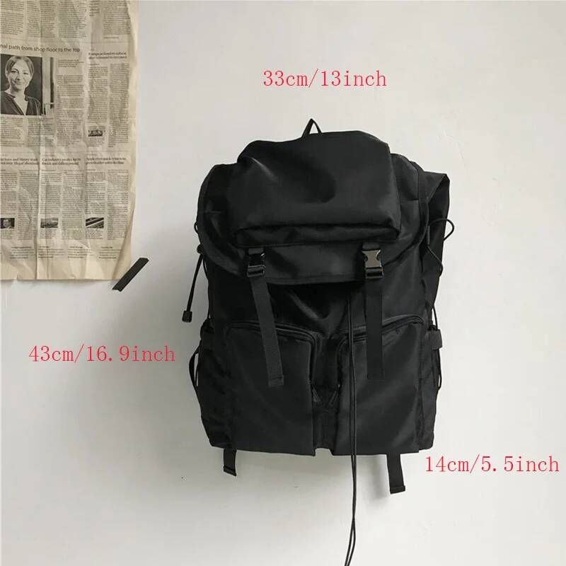 New Drawstring Hasp Buckles Casual Backpack Women College School Bags Notebook Backpacks Simple 15.6 Inch Laptop Bag For Men high-quality