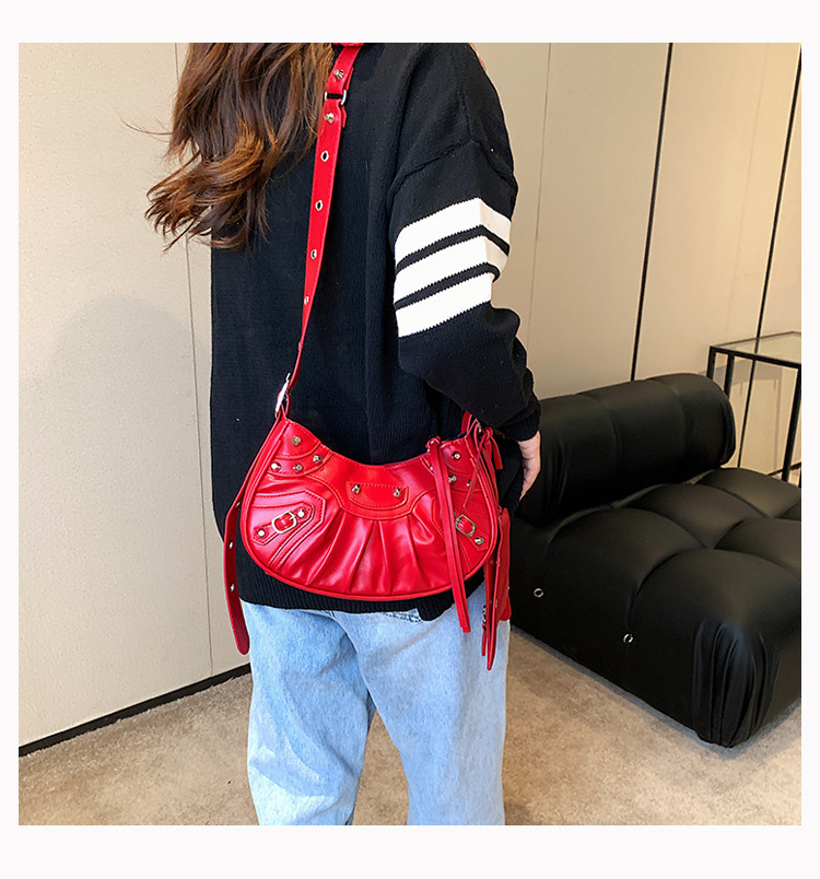 European and American style rivet Y2K Bag style pleated dumpling bun mother bag autumn new retro fashion armpit bag light luxury designer bag
